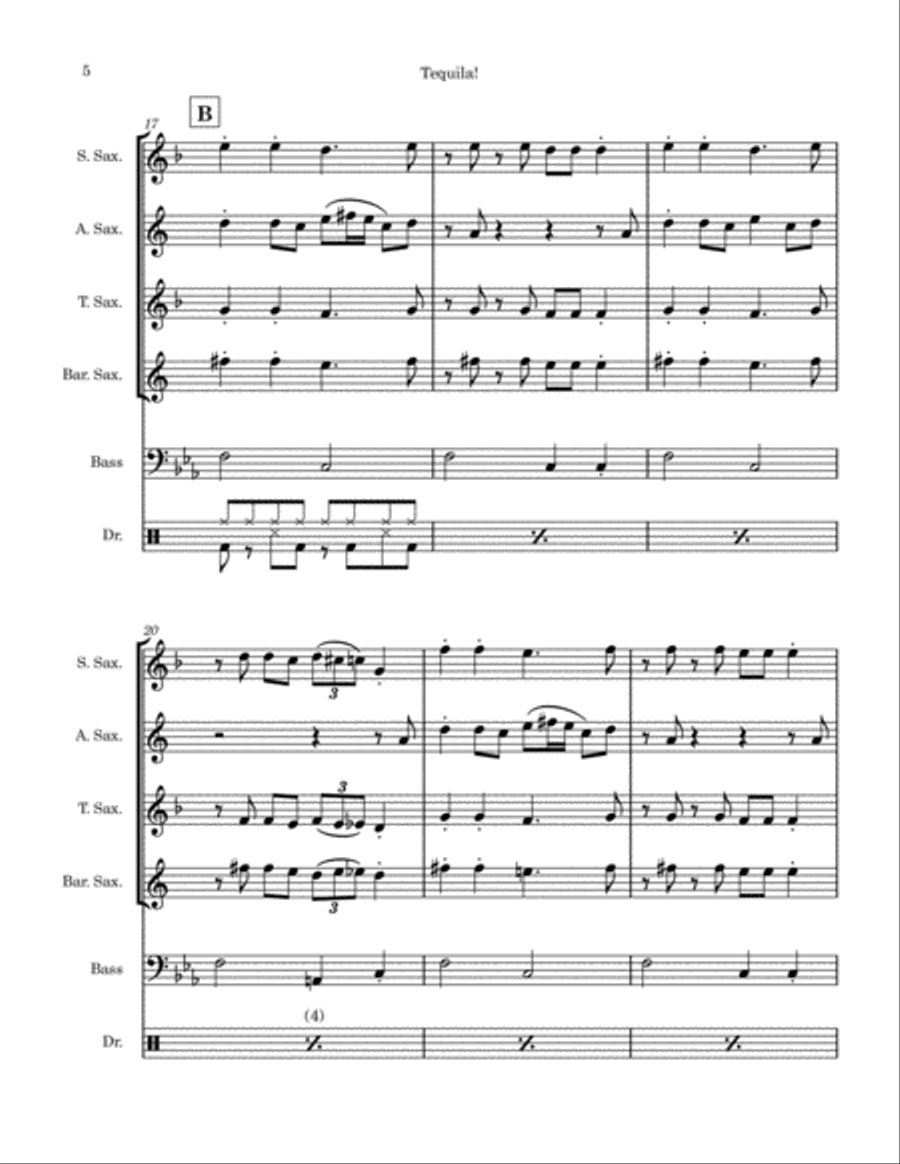 Tequila Saxophone Quartet scores gallery preview page 5