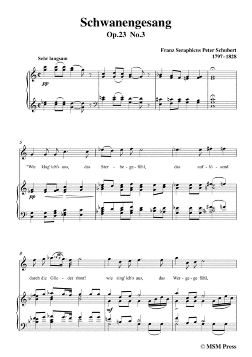 Schubert-Schwanengesang,Op.23 No.3,in C Major,for Voice&Piano image number null