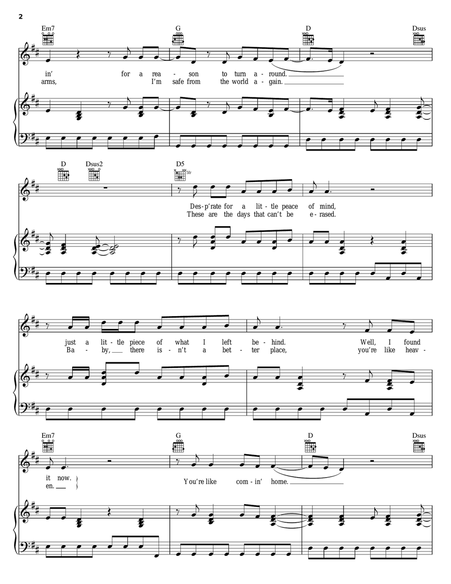 You're Like Comin' Home Piano, Vocal, Guitar scores gallery preview page 2