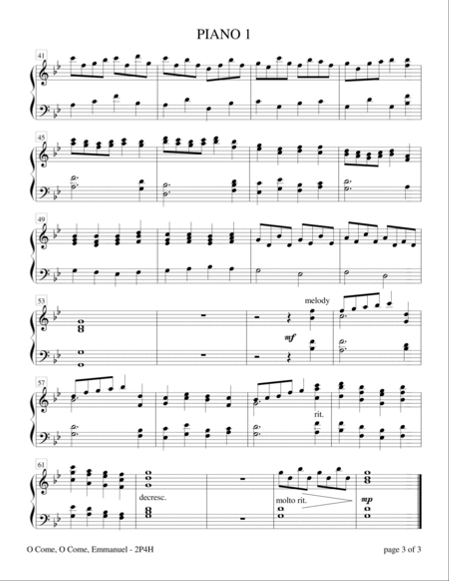 O Come, O Come, Emmanuel (2 Pianos, 4 Hands) 2 Pianos, 4-Hands scores gallery preview page 4