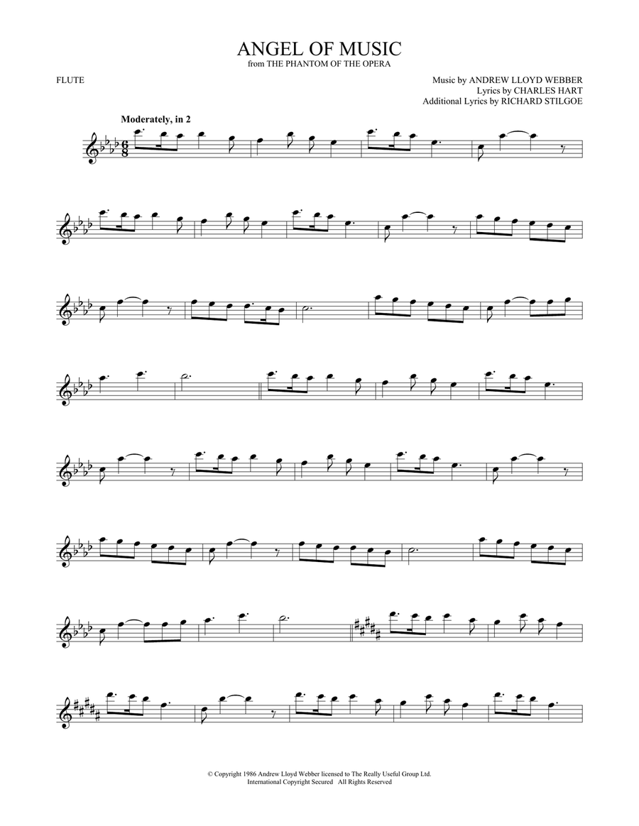 Angel Of Music (from The Phantom Of The Opera) by Richard Stilgoe Flute Solo - Digital Sheet Music