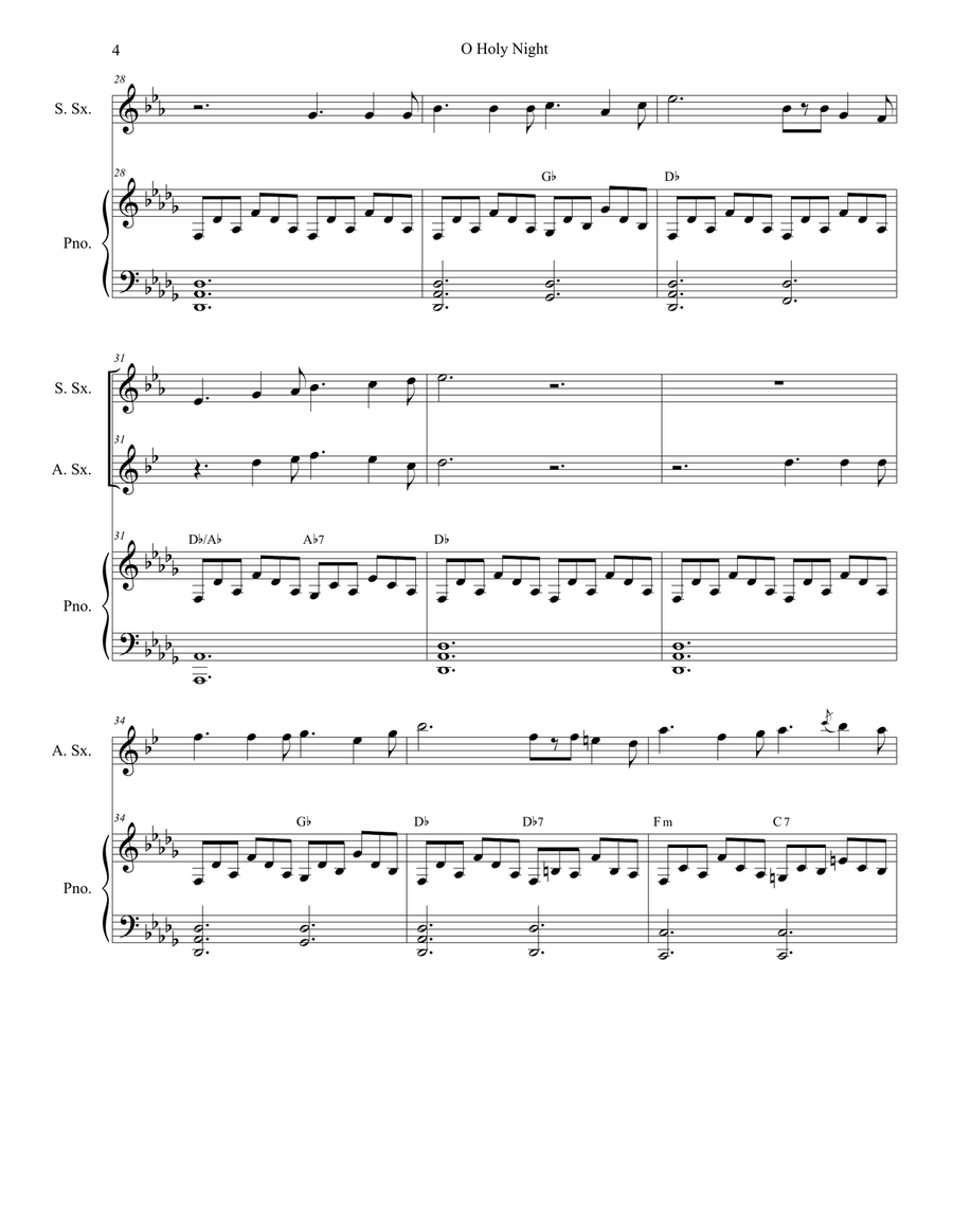 O Holy Night (Duet for Soprano and Alto Saxophone) Woodwind Duet scores gallery preview page 5