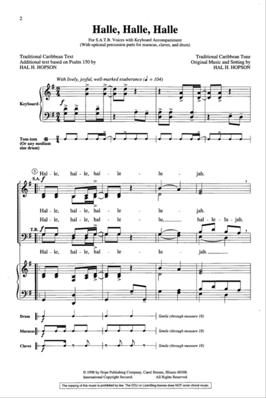Halle, Halle, Halle 4-Part scores gallery preview page 2