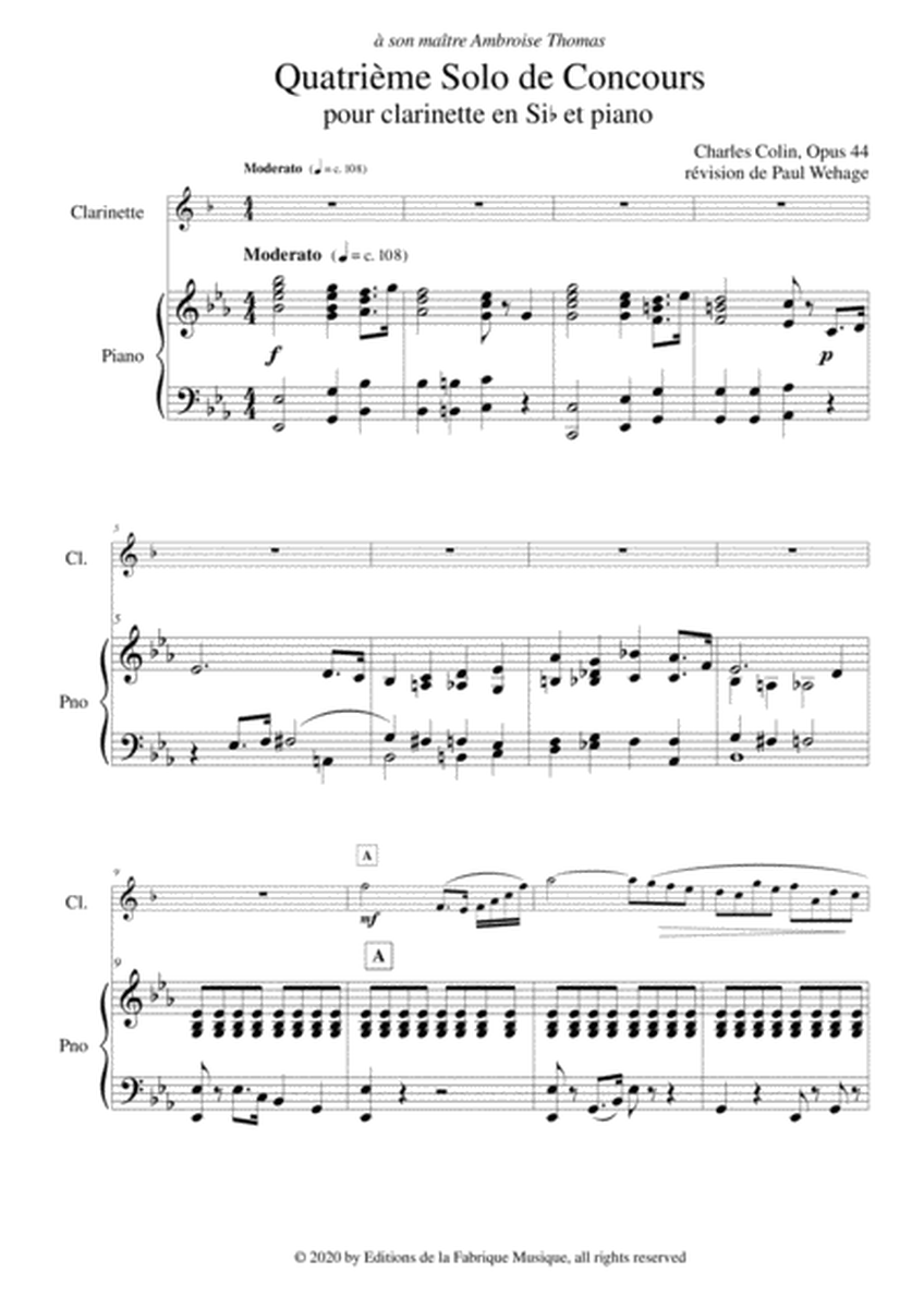 Charles Colin: Quatrième Solo de Concours, Opus 44 arranged for Bb clarinet and piano