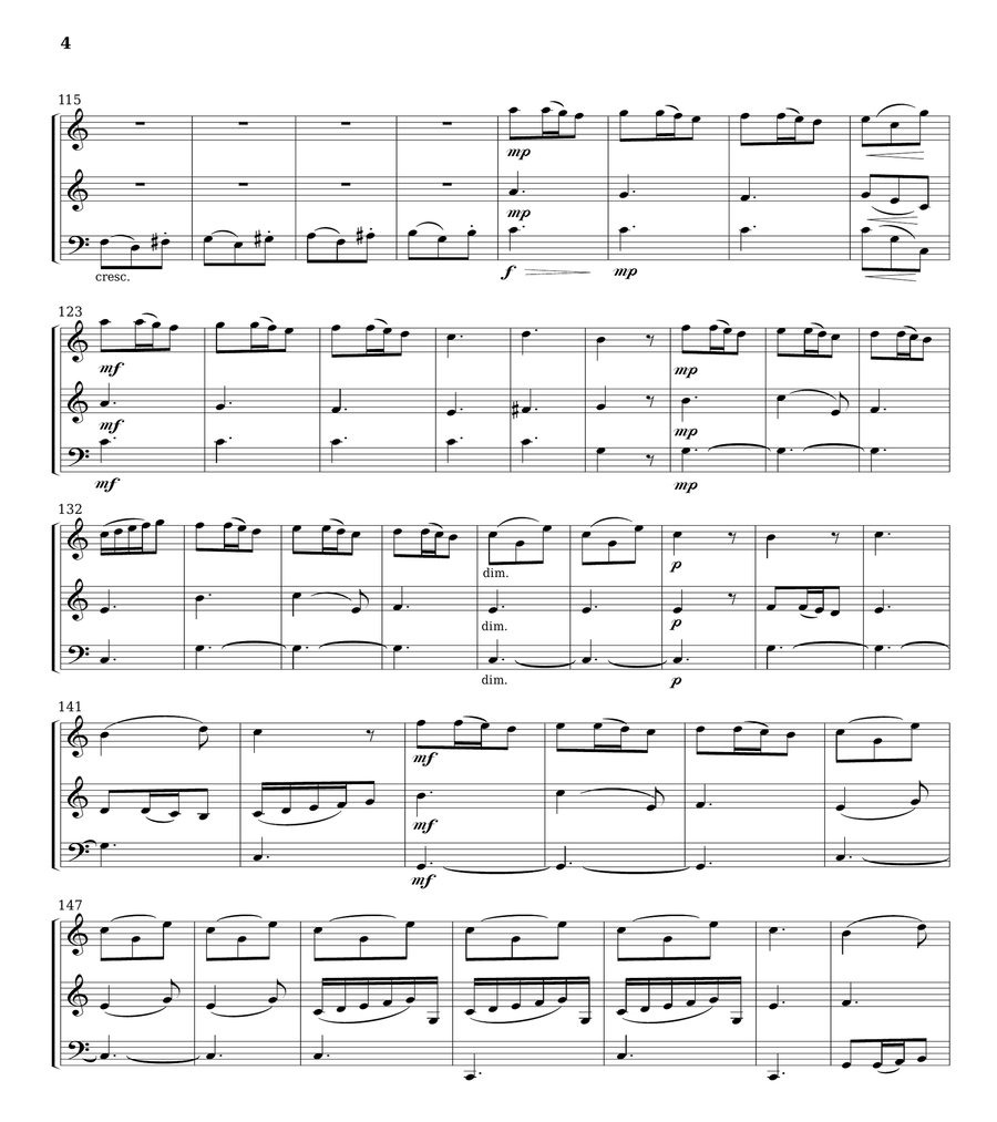 Haydn at Esterháza for Flute/Oboe, Clarinet in B flat and Bassoon Woodwind Trio scores gallery preview page 4