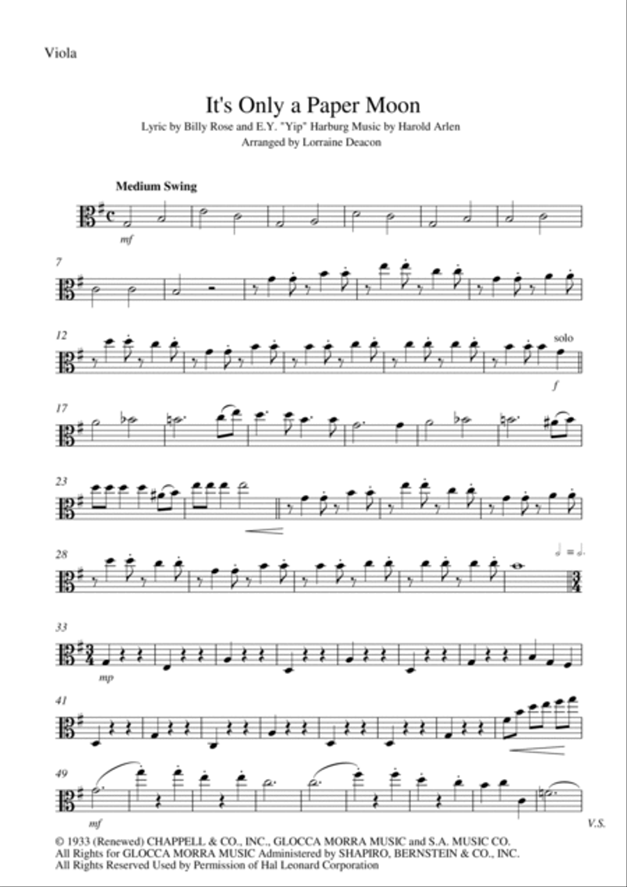 It's Only A Paper Moon String Quartet scores gallery preview page 5