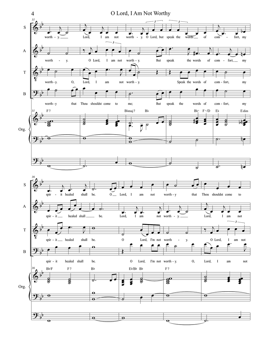O Lord, I Am Not Worthy Choir scores gallery preview page 4