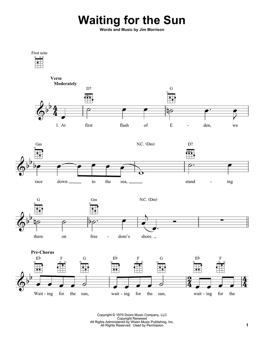 Waiting For The Sun Ukulele scores gallery preview page 1