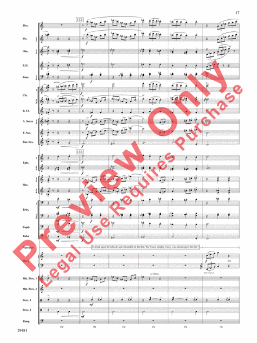 Casey at the Bat Concert Band scores gallery preview page 18