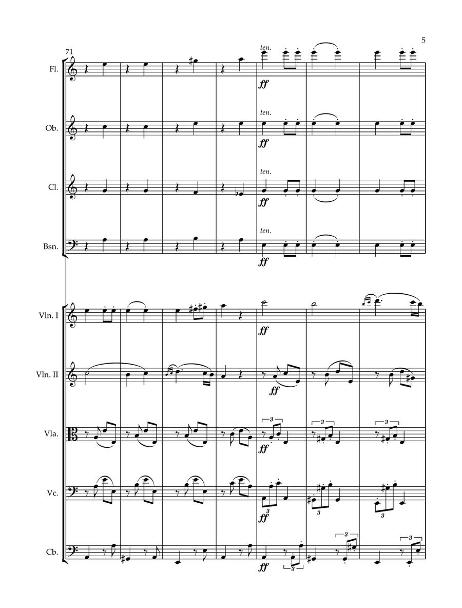 Beethoven Symphony No. 7, Movement 2 - Chamber Orchestra/Nonet Chamber Orchestra scores gallery preview page 5