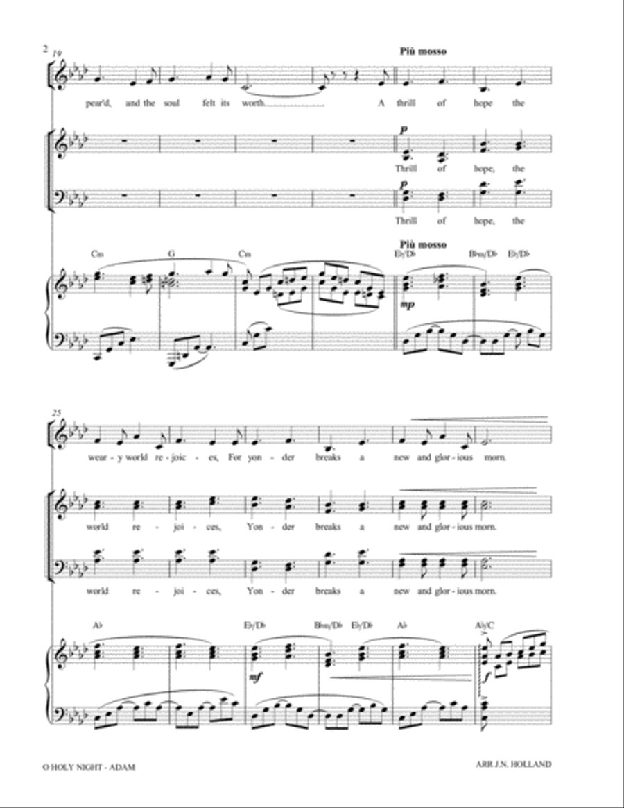 O Holy Night (Cantique de Noel) Adolphe Adam for Alto and SATB Chorus (Key of Ab) image number null