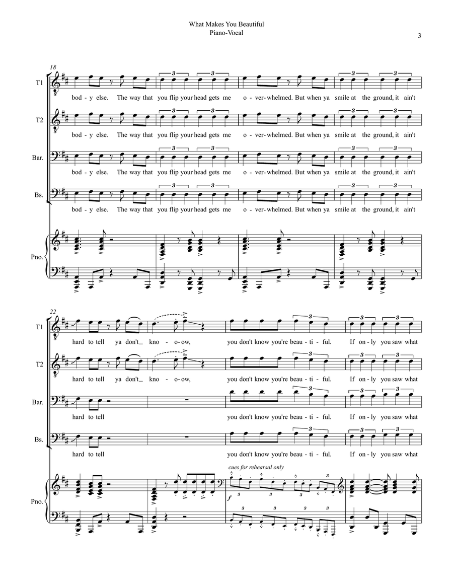 What Makes You Beautiful TTBB scores gallery preview page 3