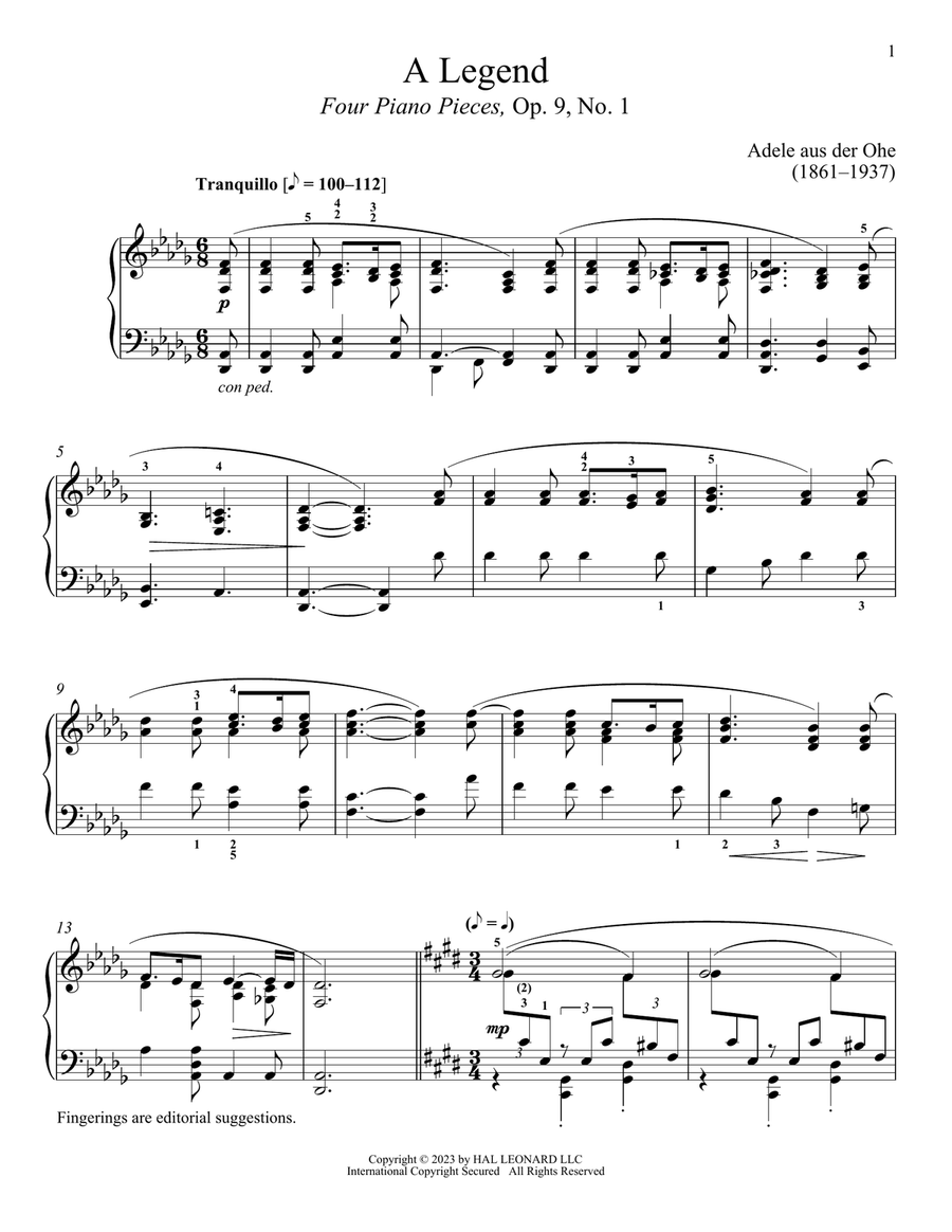 A Legend Piano Solo scores gallery preview page 1