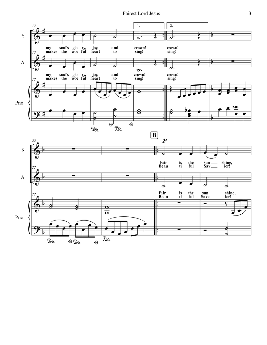 Fairest Lord Jesus Alto Voice scores gallery preview page 3