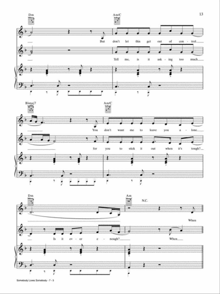 Somebody Loves Somebody Piano, Vocal, Guitar scores gallery preview page 3