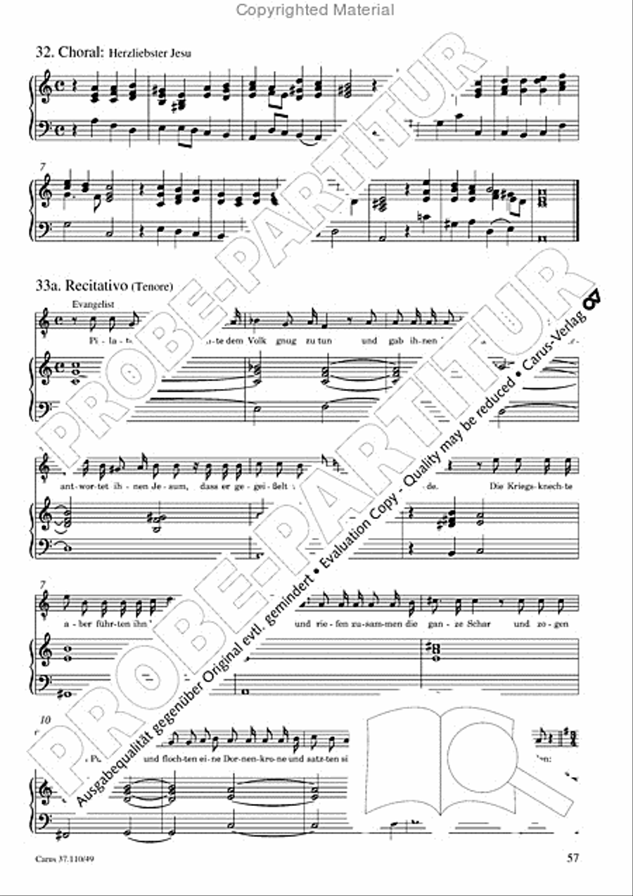 Markuspassion. Werkausgabe Reihe 1, Bd. 7 (Homilius) Organ scores gallery preview page 58