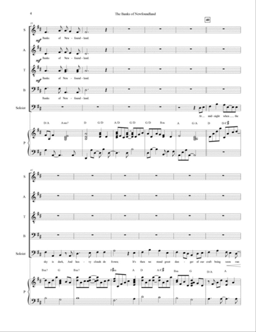 The Banks of Newfoundland (SATB with soloist) 4-Part scores gallery preview page 4
