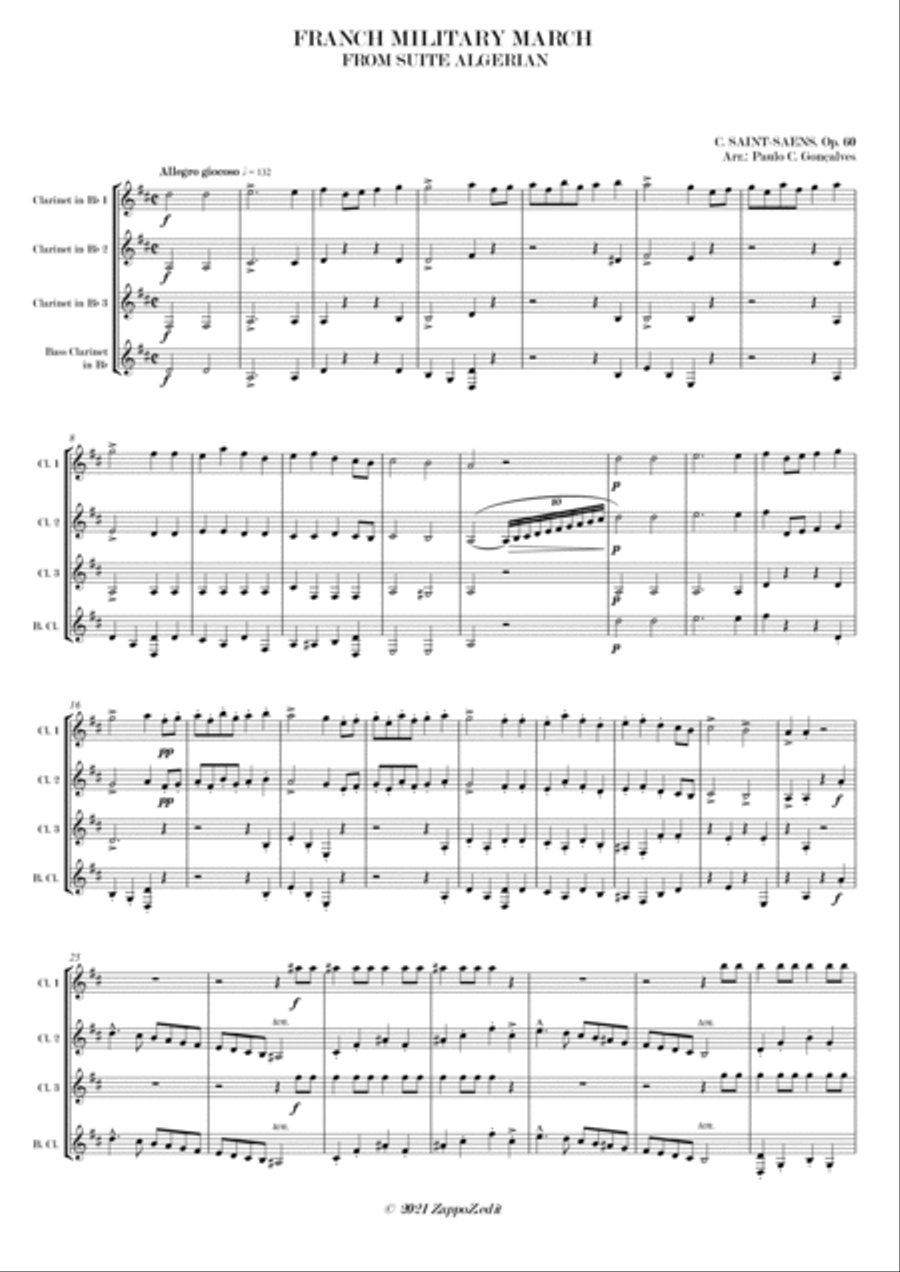FRANCH MILITARY MARCH (Suite Algerian) - C. SAINT-SAENS Woodwind Quartet scores gallery preview page 3