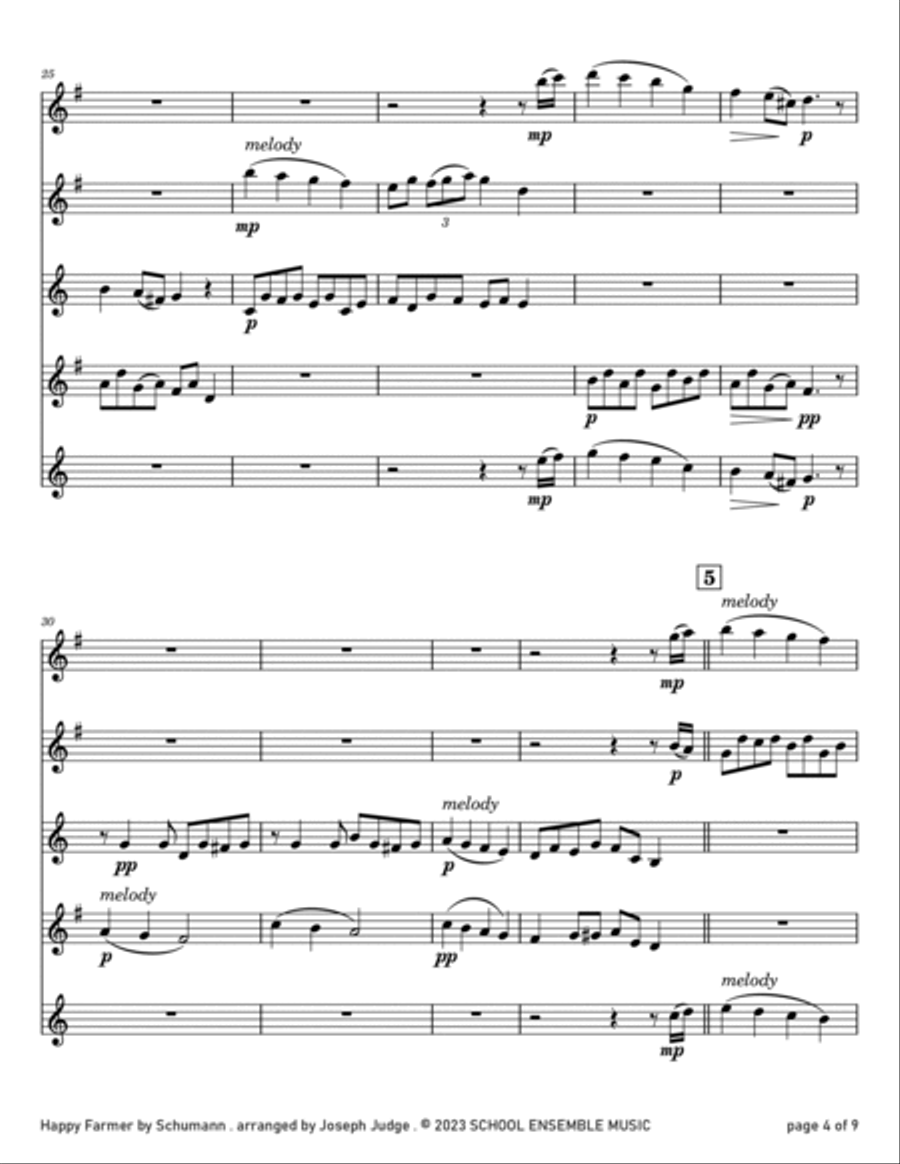 Happy Farmer by Schumann for Saxophone Quartet in Schools Saxophone Quartet scores gallery preview page 4