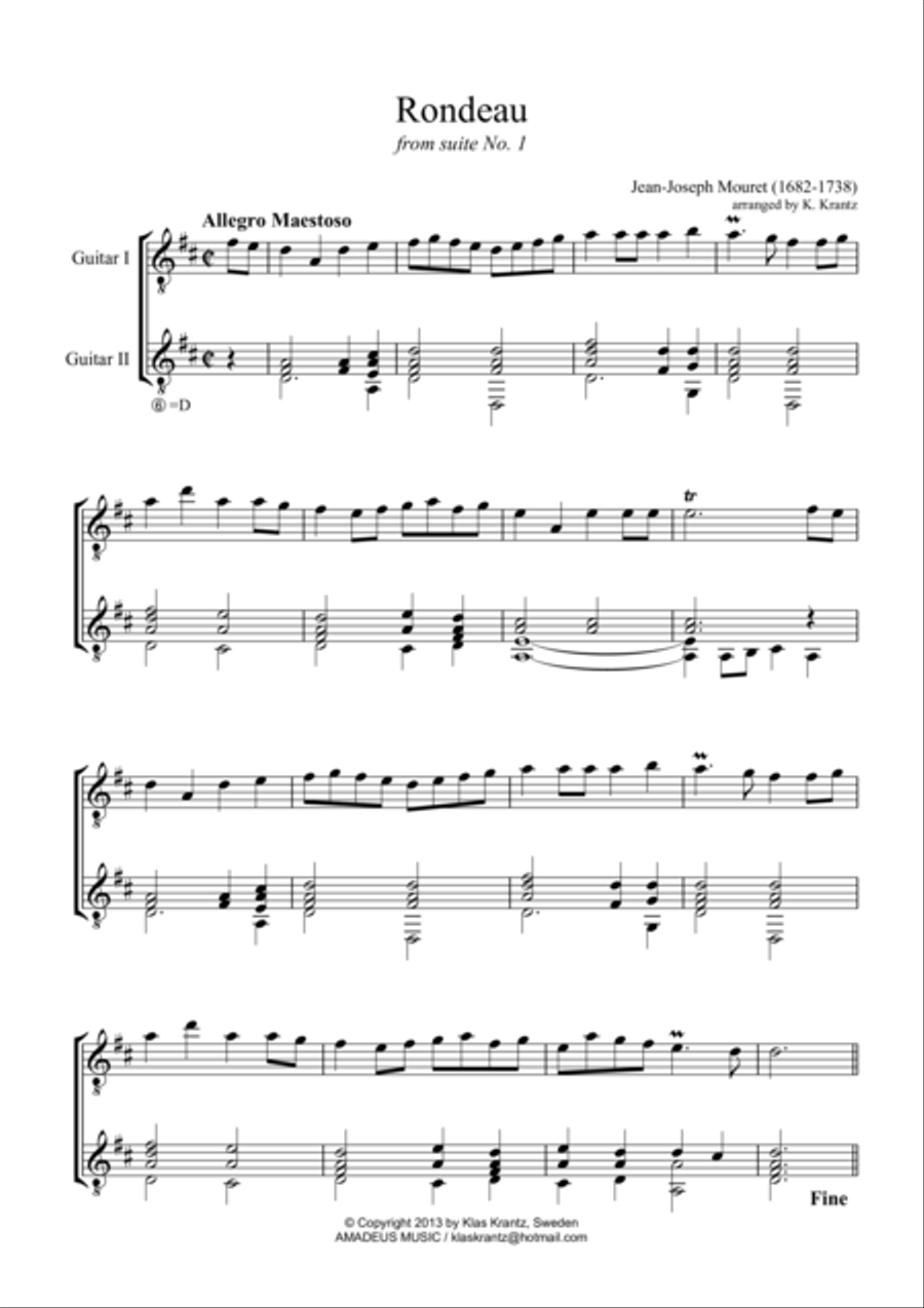 Rondeau for guitar duo Rondeau for guitar duo Acoustic Guitar scores gallery preview page 1