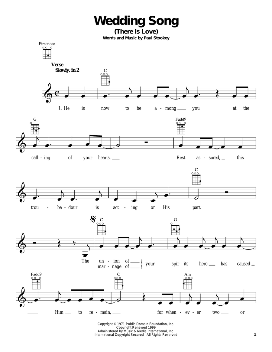 Wedding Song (There Is Love) Ukulele scores gallery preview page 1