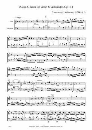 Duo in C major for Violin & Violoncello, Op.19-4