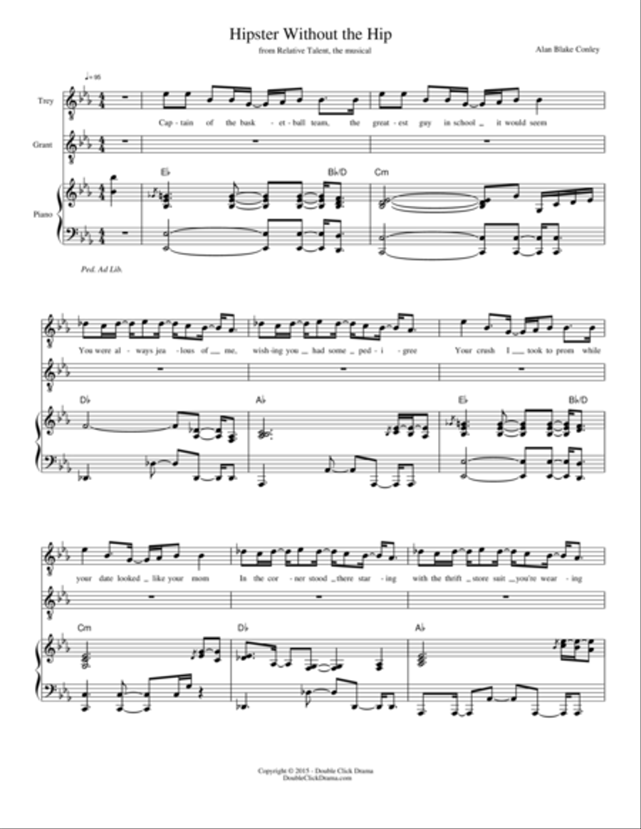 Hipster Without The Hip - Relative Talent, the musical Piano scores gallery preview page 1