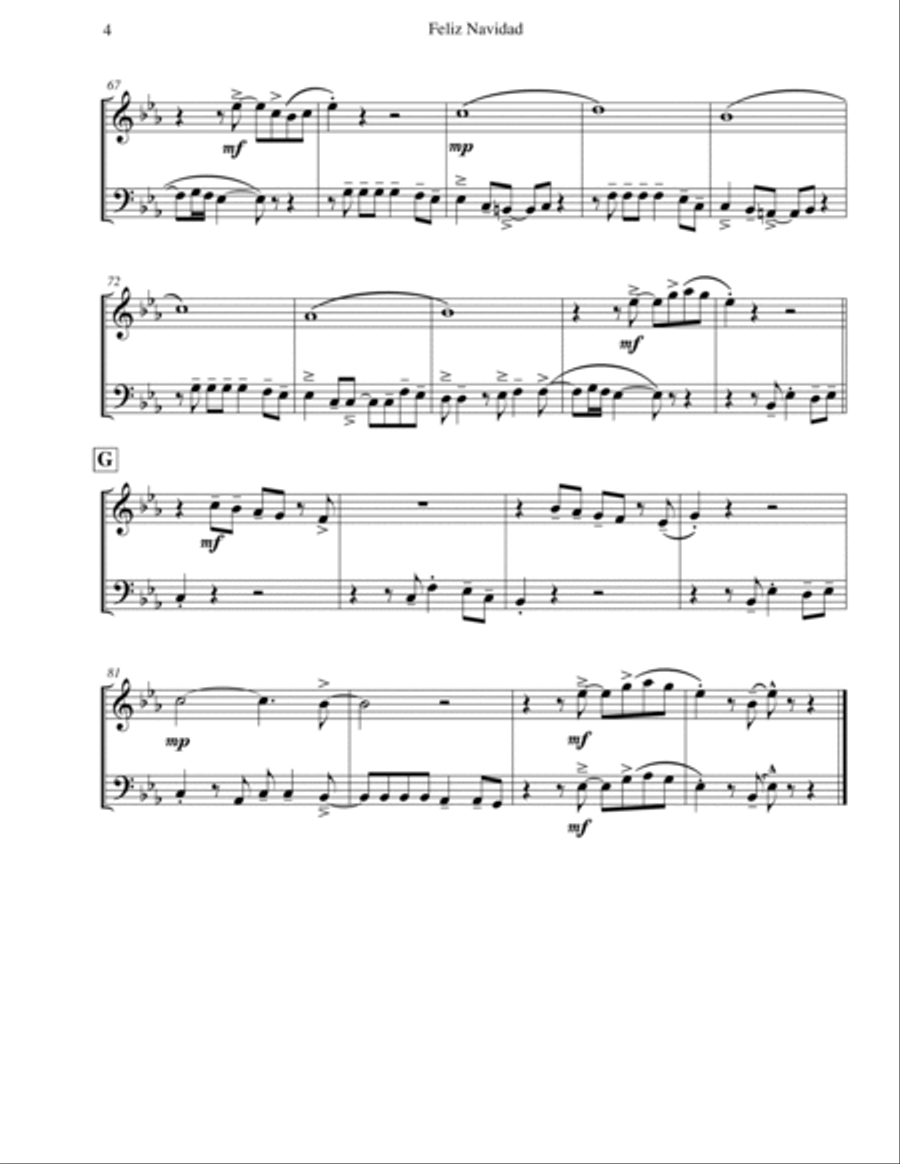 Feliz Navidad Brass Duet scores gallery preview page 5