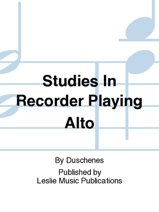 Book cover for Studies in recorder Playing Alto
