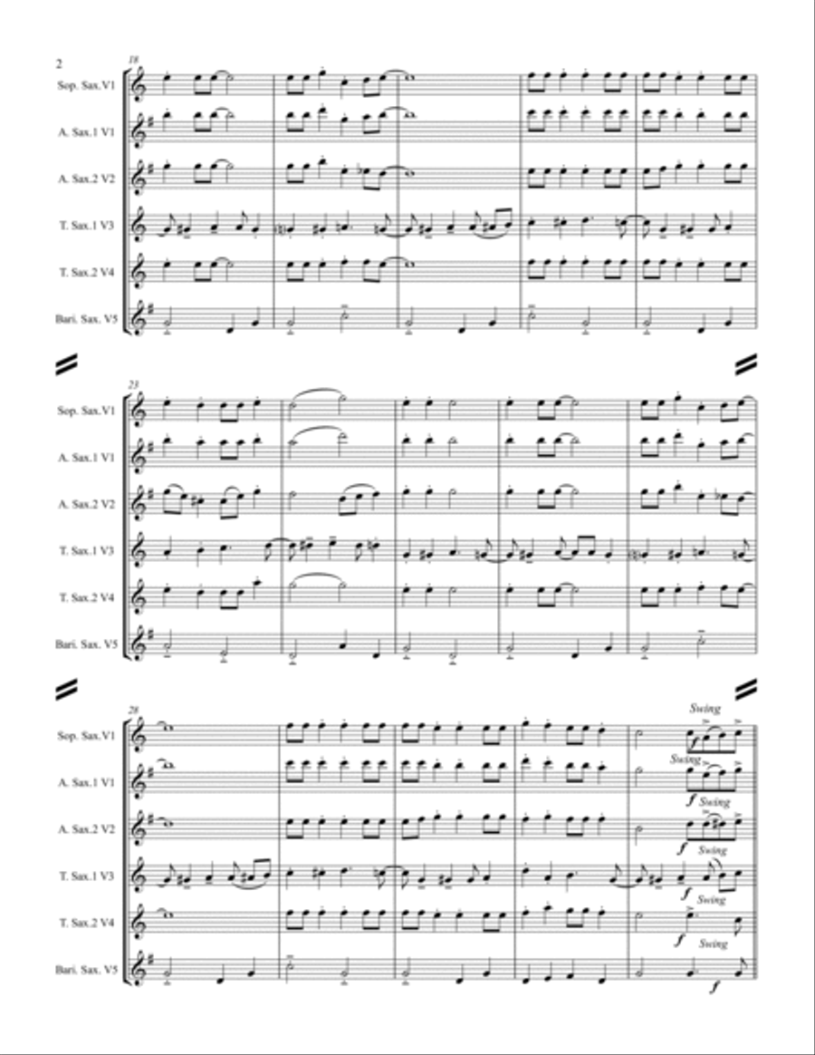 Jingle Bells (for Saxophone Quintet SATTB or AATTB) Jingle Bells (for Saxophone Quintet SATTB or AATTB) Saxophone Quintet scores gallery preview page 3