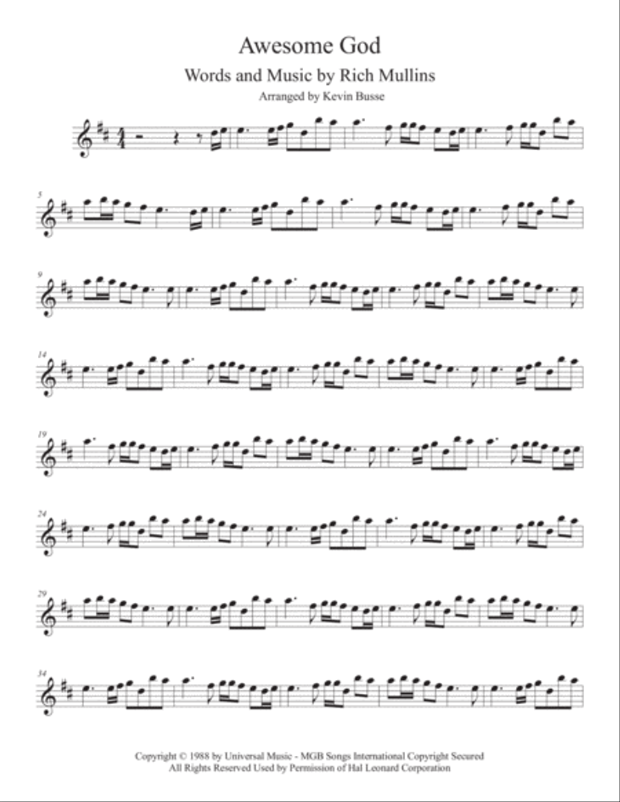 Awesome God Baritone Saxophone scores gallery preview page 1