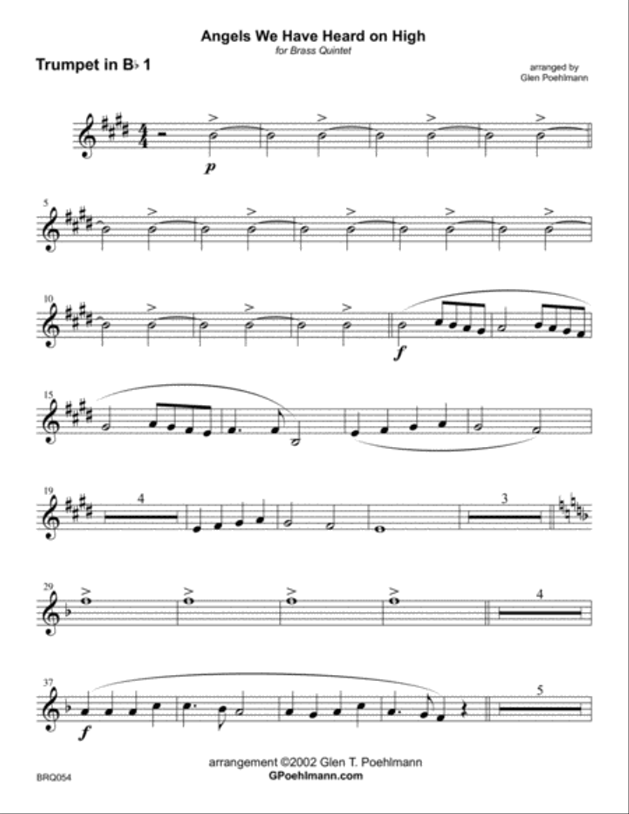 ANGELS WE HAVE HEARD ON HIGH - BRASS QUINTET (unaccompanied) Brass Quintet scores gallery preview page 5