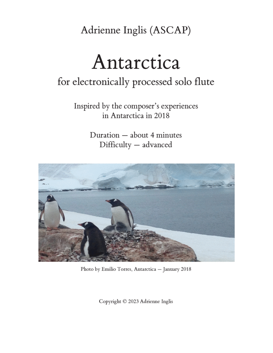 Antarctica for electronically processed flute Flute Solo scores gallery preview page 1