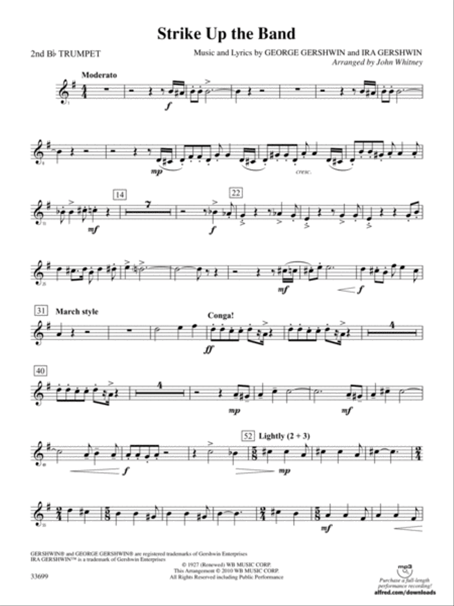 Strike Up the Band: 2nd B-flat Trumpet Full Orchestra scores gallery preview page 1