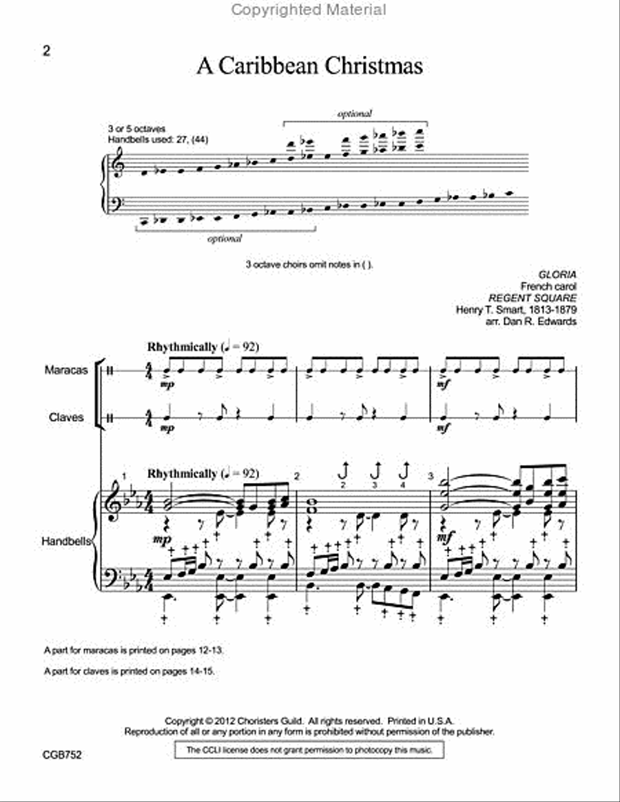 A Caribbean Christmas Handbell Choir scores gallery preview page 2
