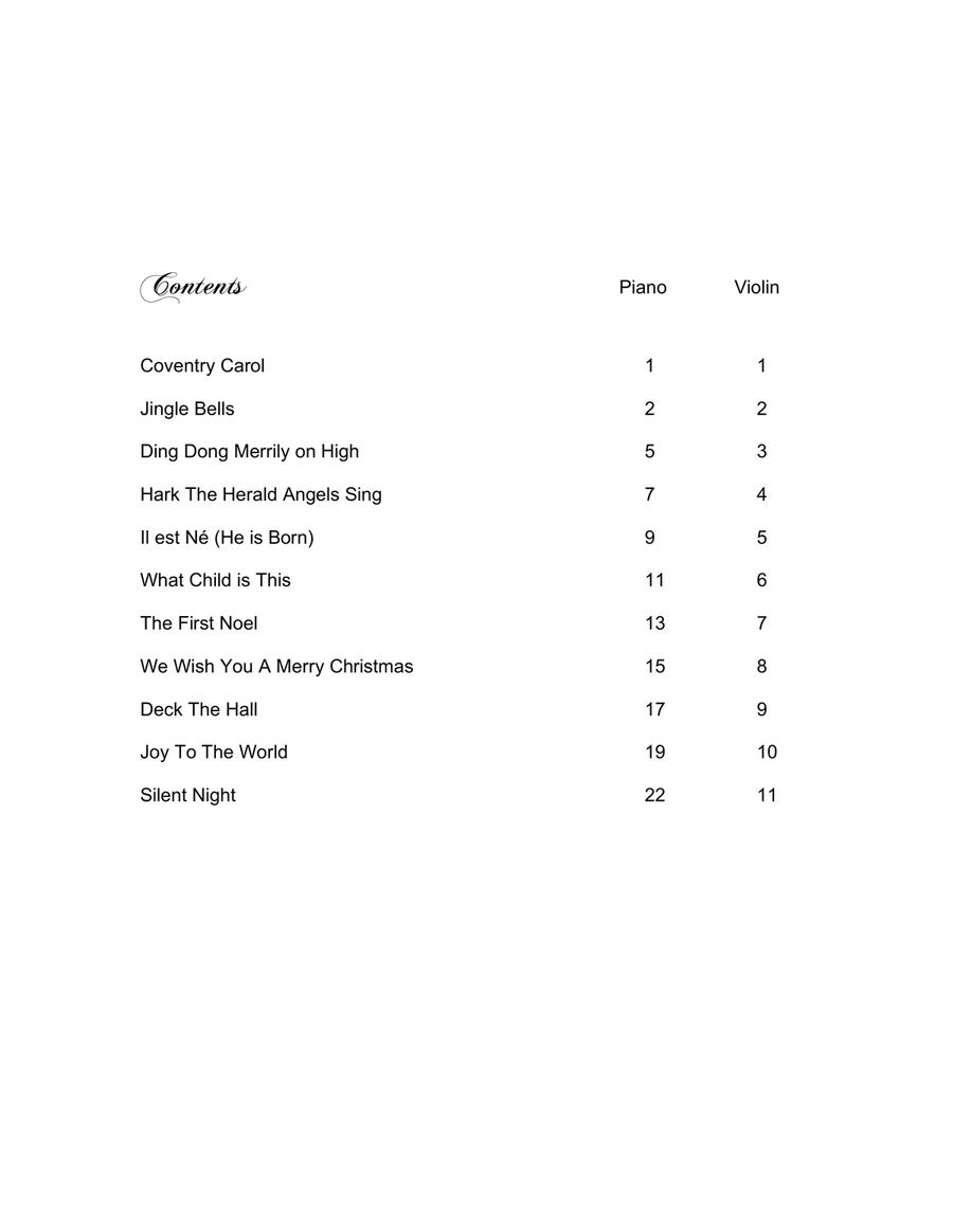 Christmas Duets for Violin & Piano: 11 Traditional Carols image number null