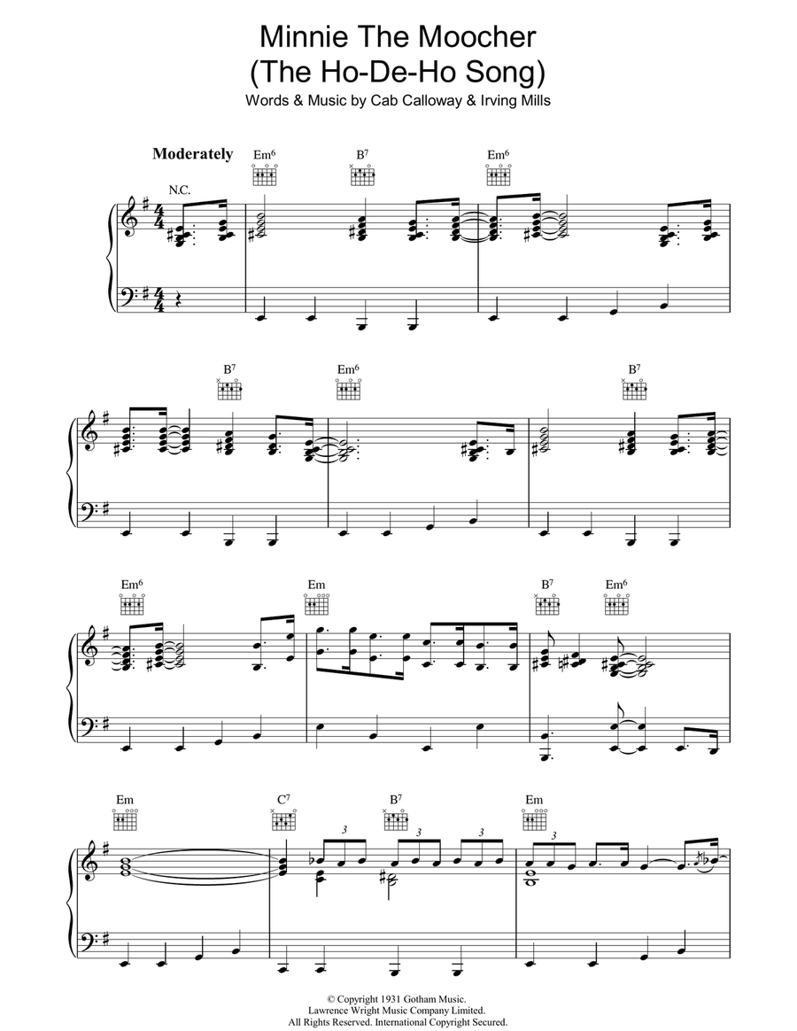 Minnie The Moocher Minnie The Moocher Piano, Vocal, Guitar scores gallery preview page 1