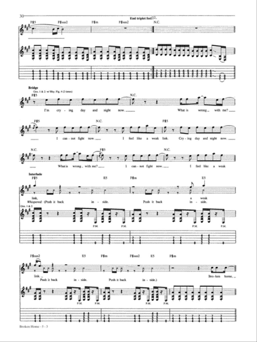 Broken Home Guitar Tablature scores gallery preview page 3