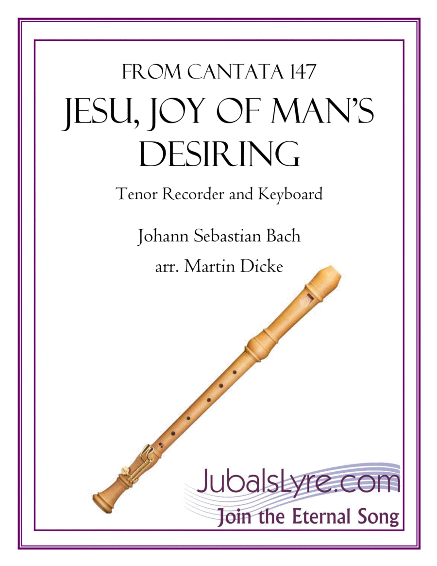 Jesu, Joy of Man's Desiring (Tenor Recorder and Keyboard) Tenor Recorder scores gallery preview page 1