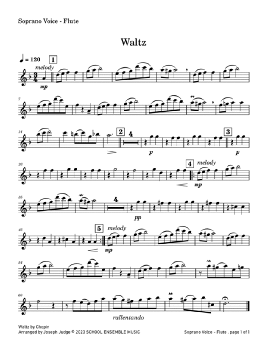 Waltz by Chopin for Woodwind Quartet in Schools Woodwind Quartet scores gallery preview page 5