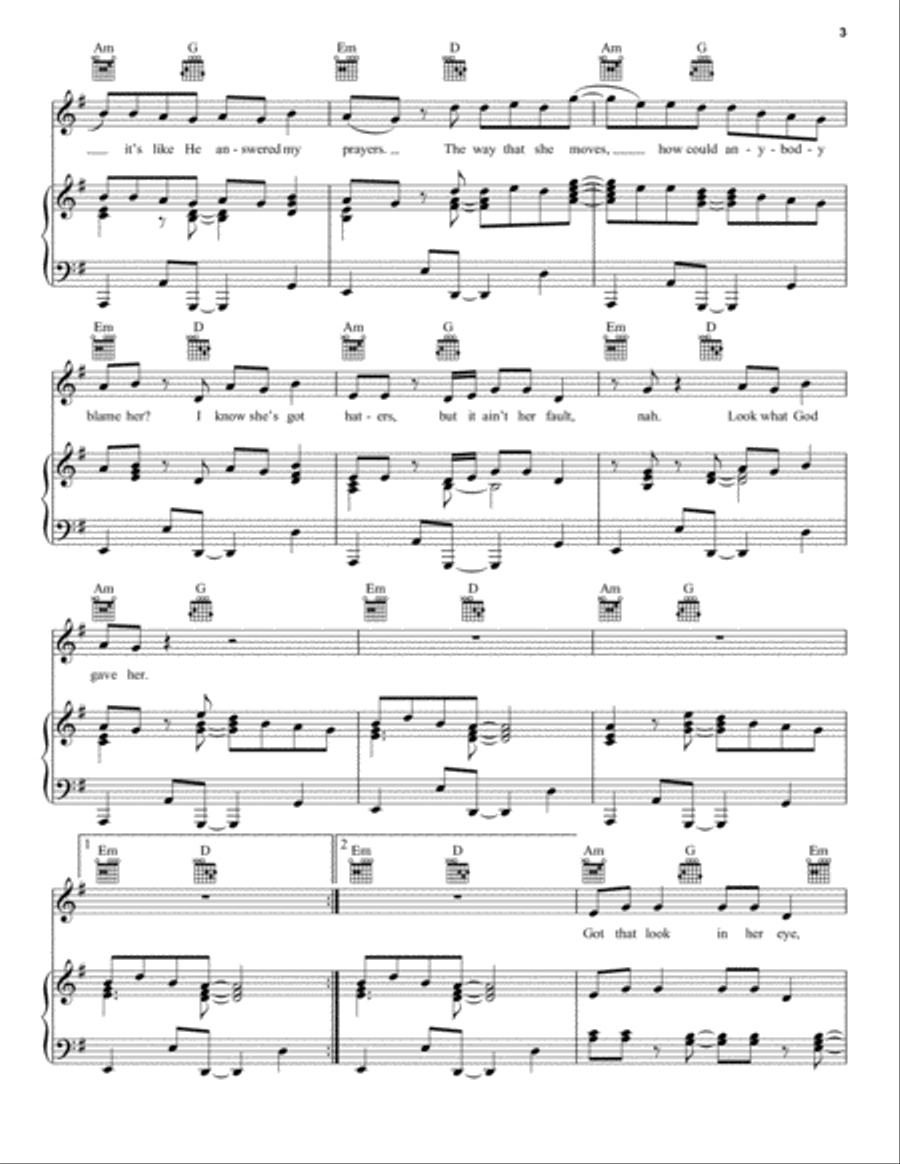 Look What God Gave Her Piano, Vocal, Guitar scores gallery preview page 3