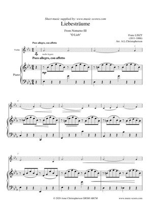 Liebestraume No.3 - Notturno No.3 - Violin and Piano