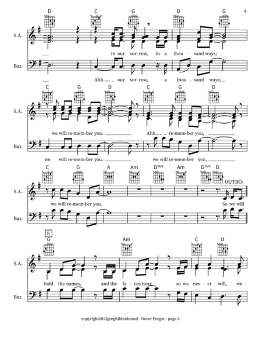 Never Forget - SSAB 3-Part scores gallery preview page 4