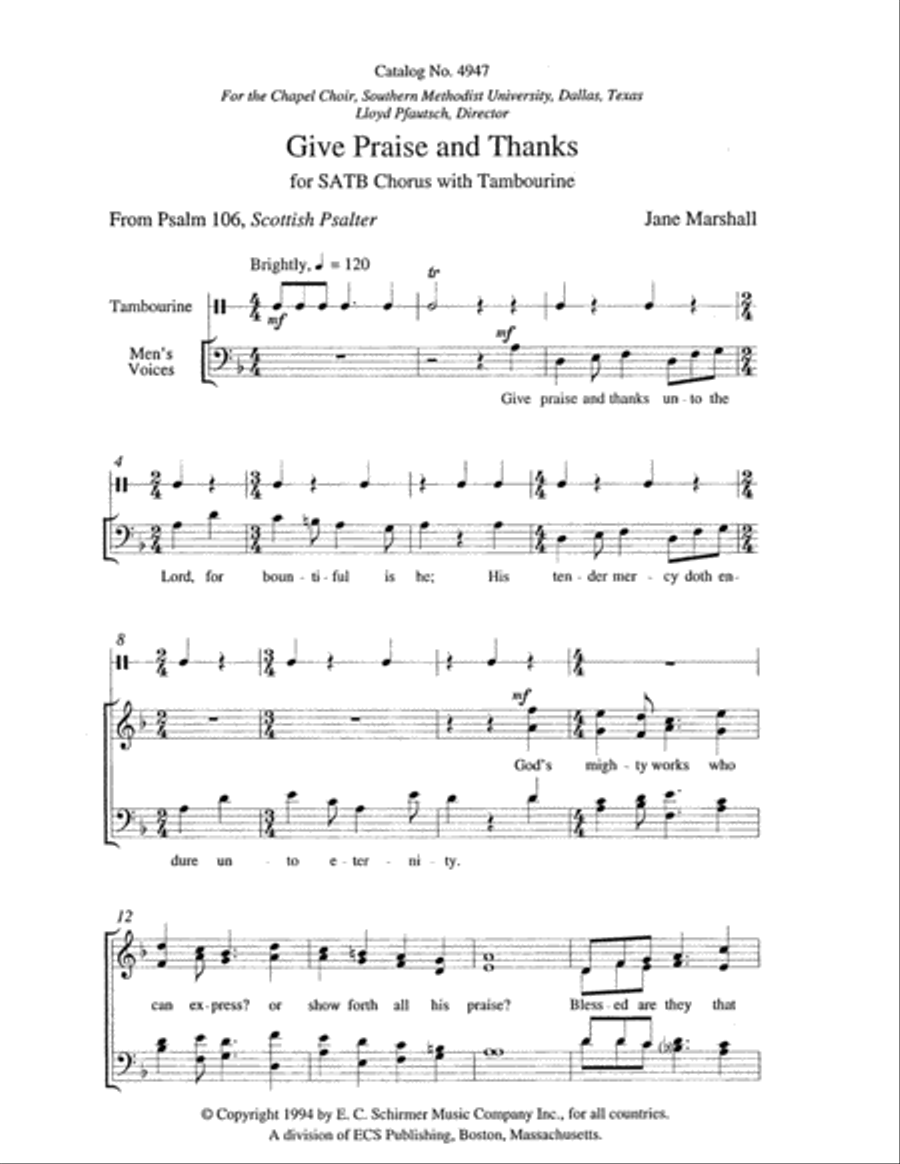 Give Praise and Thanks 4-Part scores gallery preview page 2