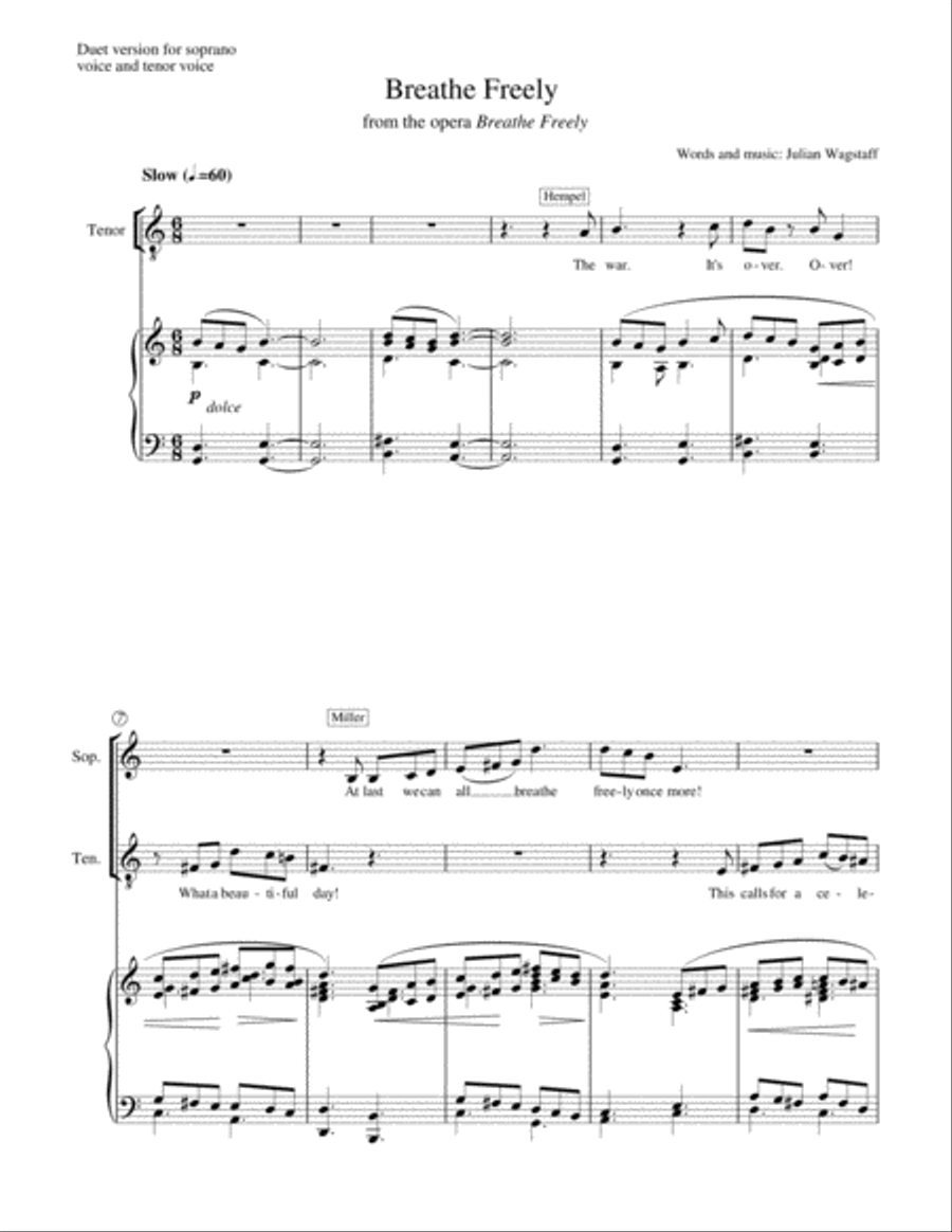 Breathe Freely (song from the opera Breathe Freely Piano scores gallery preview page 3