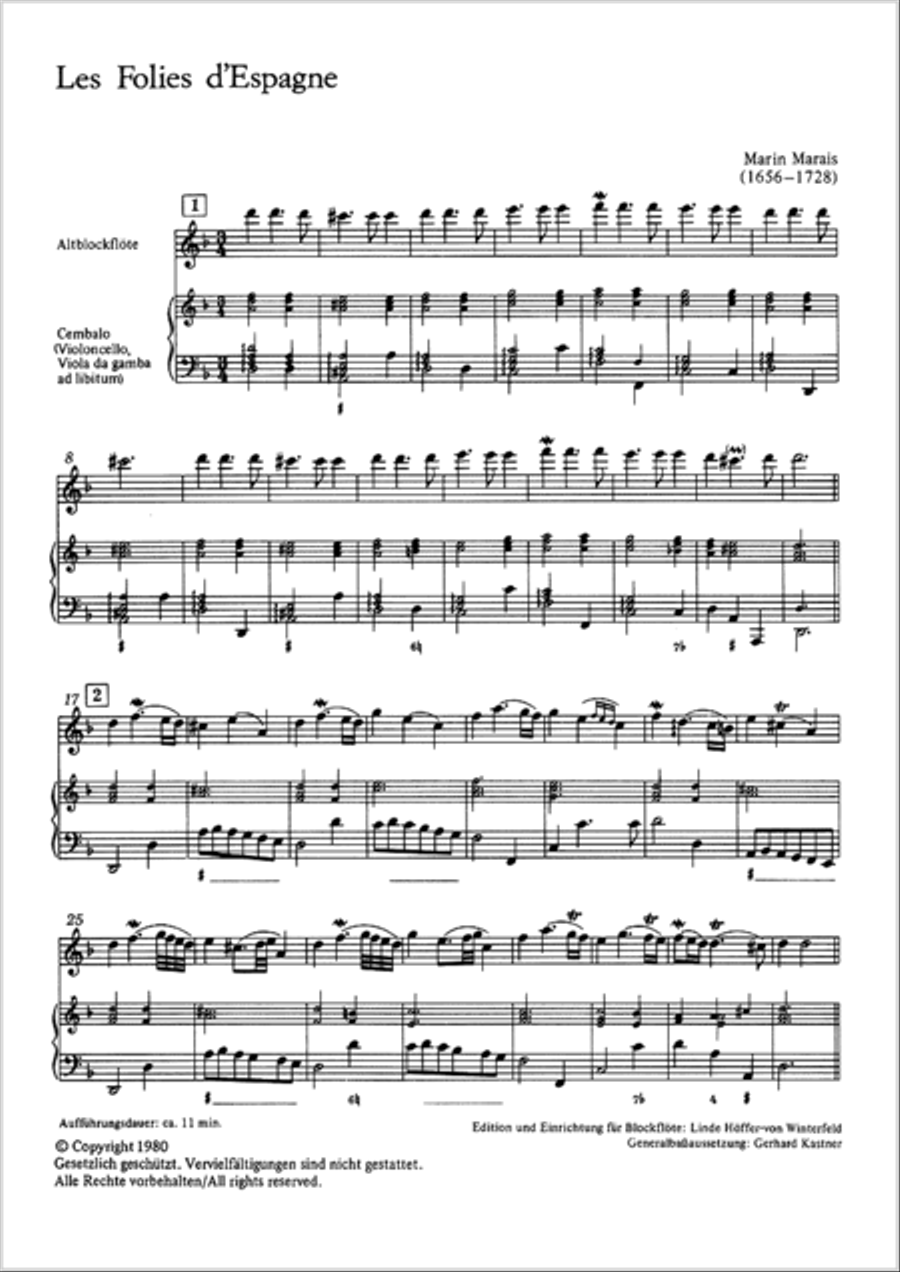 Les Folies d'Espagne Les Folies d'Espagne Recorder scores gallery preview page 2
