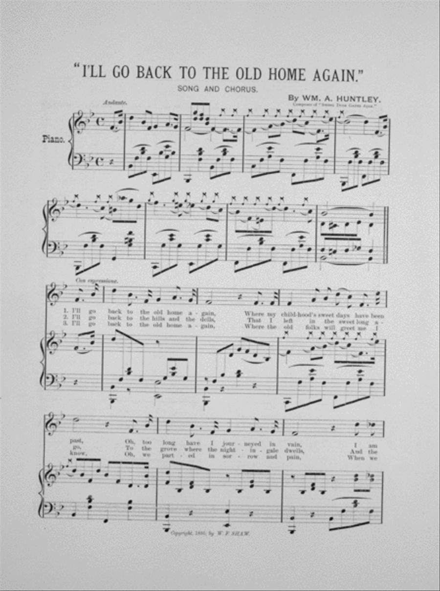 I'll Go Back to the Old Home Again 4-Part scores gallery preview page 2