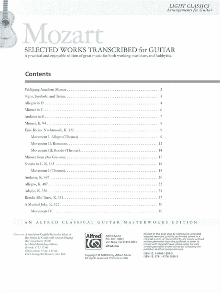 Mozart -- Selected Works Transcribed for Guitar Acoustic Guitar scores gallery preview page 2