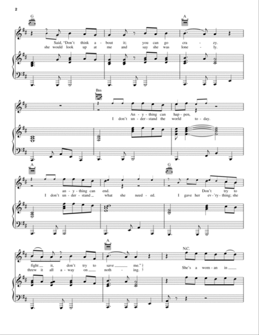 A Woman In Love: It's Not Me Piano, Vocal, Guitar scores gallery preview page 2