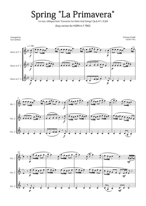 "Spring" (La Primavera) by Vivaldi - Easy version for HORN in F TRIO
